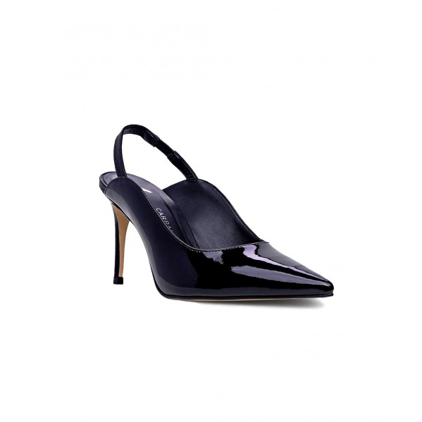 Γυναικεία δερμάτινα slingback Carrano 195153 Λουστρίνι Σκούρο Μπλε