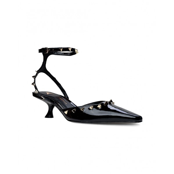 Γυναικεία δερμάτινα slingback Carrano 734001 Λουστρίνι Μαύρο	